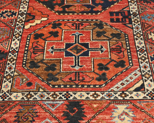 3x4 Rust Ersari Afghan Hand Knotted Veg Dye Wool Area Rug